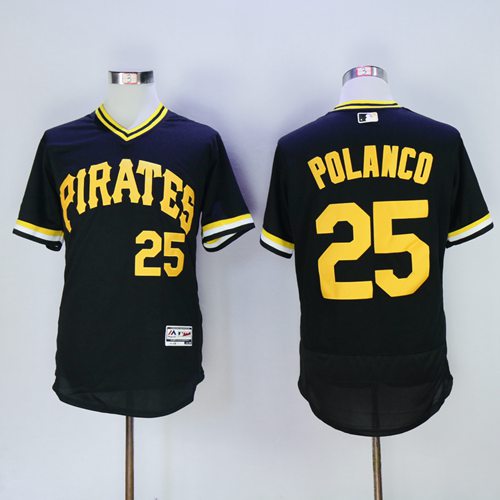 Pirates #25 Gregory Polanco Black Flexbase Authentic Collection Cooperstown Stitched MLB Jersey